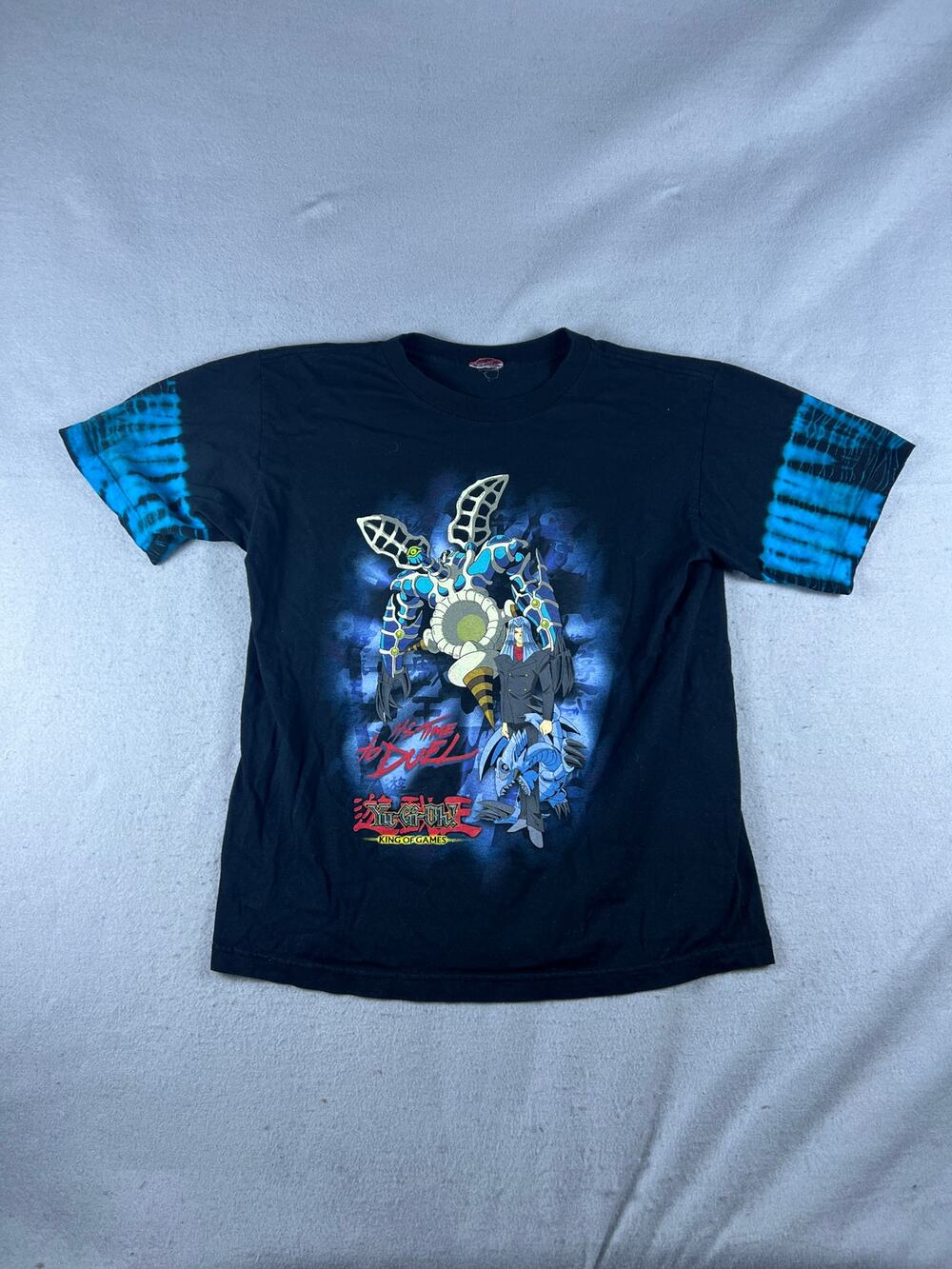 Yu-Gi-Oh! T-Shirt Mens XS Black Tie Dye Anime Graphic It’s Time To Duel Y2K Tee